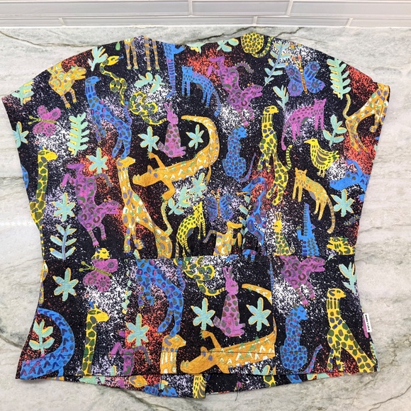 Bimba Y Lola Women's multicolor Sleeveless Blouse V-Neck Top with animal print L - Picture 8 of 13